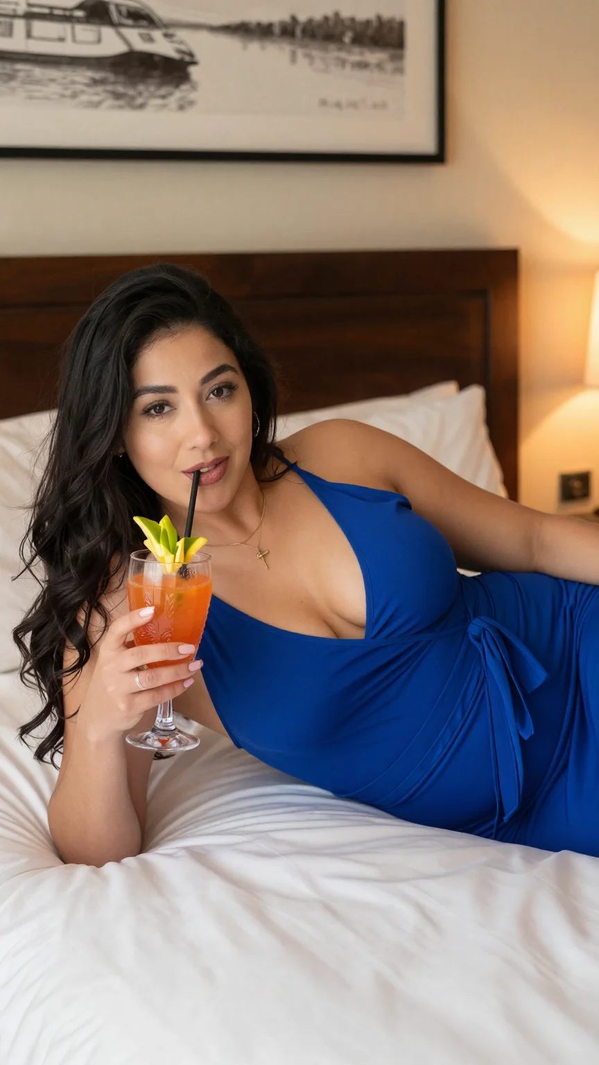 Woman enjoying a luxurious hotel getaway